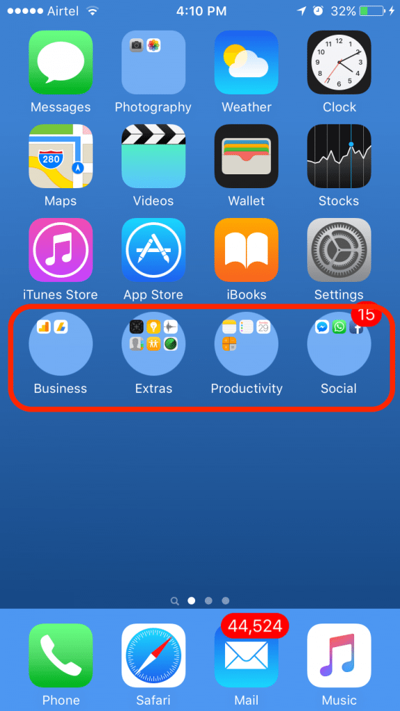 round home screen folders in iphone