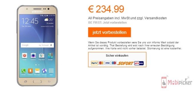 samsung galaxy j5 in germany, price in europe