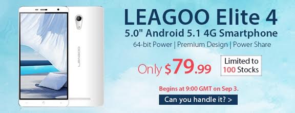leagoo elite 4 available at $80 on september 3rd, price, discount offer