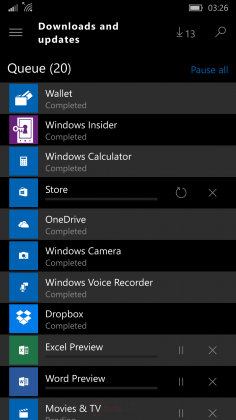 windows 10 mobile build 10536 screenshot
