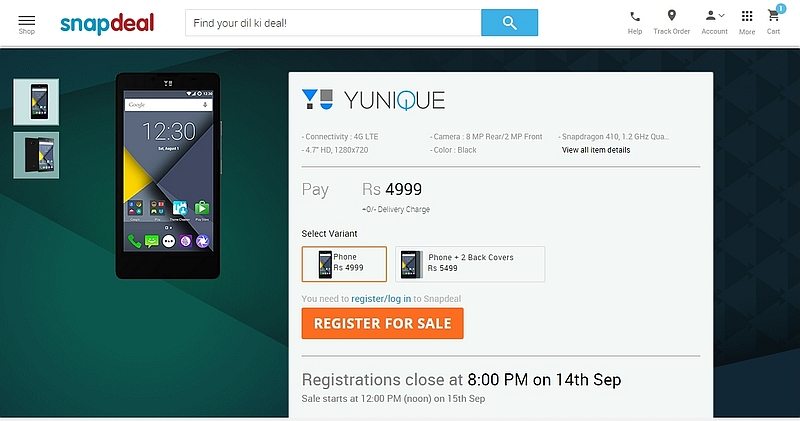 yu yunique snapdeal price, features, specs
