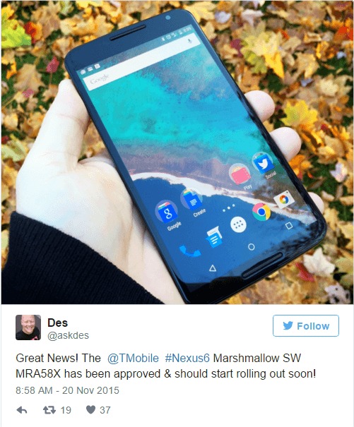 T-Mobile's Nexus 6 Will Get Android Marshmallow Soon - MobiPicker