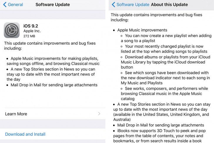 apple iOS 9.2