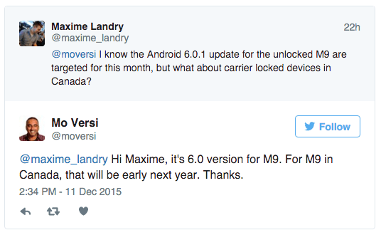 htc one m9 android marshmallow update in canada
