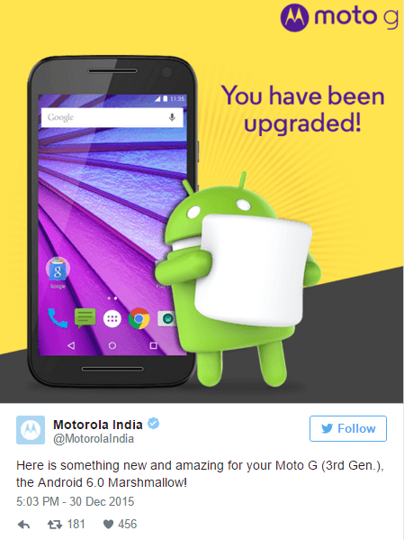 moto g 3rd gen android marshmallow update