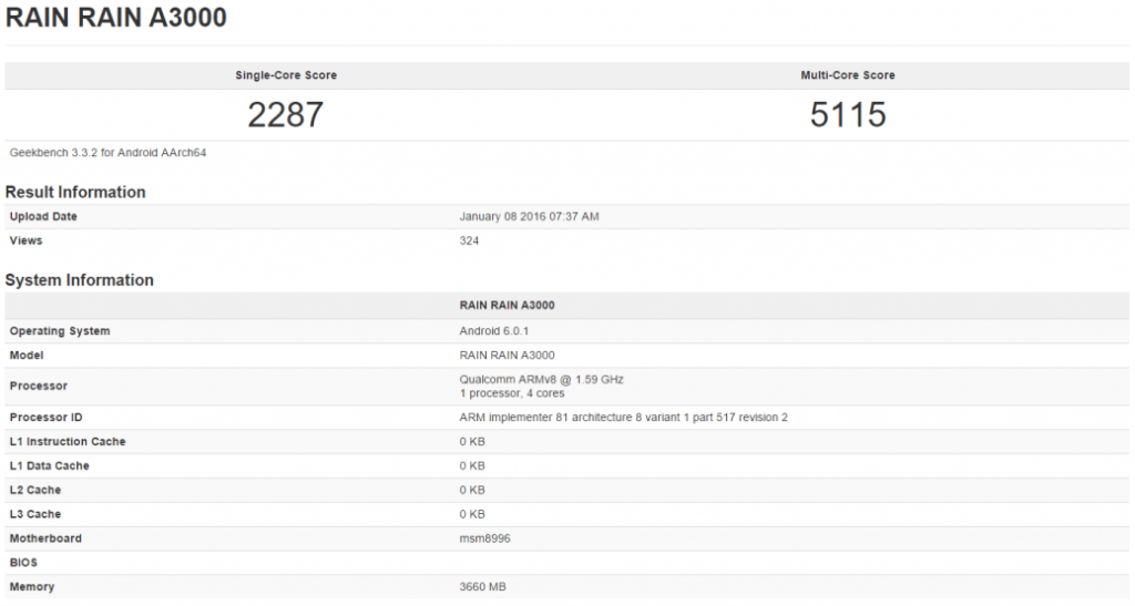 rain rain a3000, snapdragon 820 revision 2