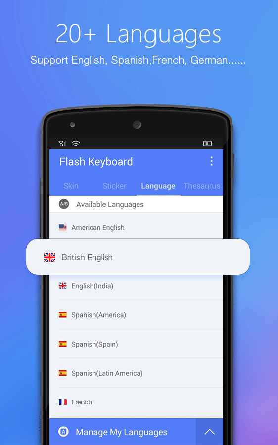 flash keyboard for android