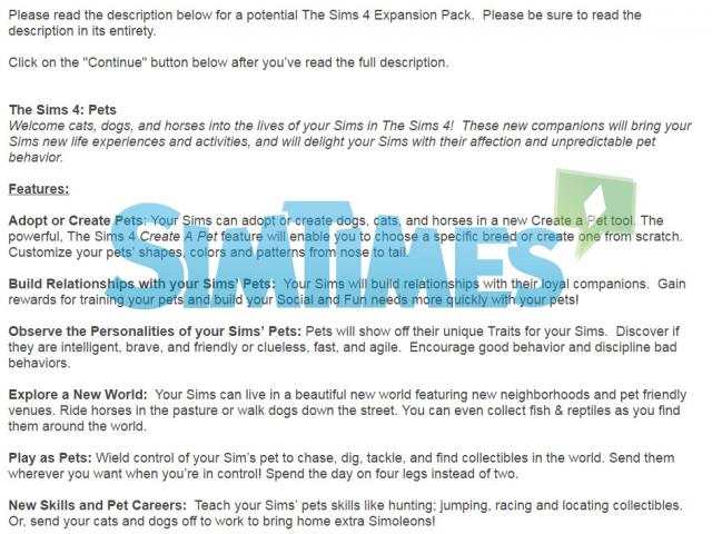 The Sims 4 Pets Survey