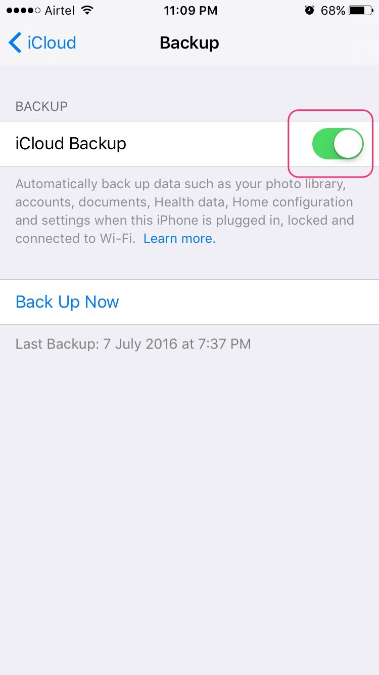 backup iphone to icloud