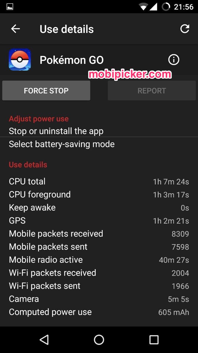 pokemon go app details of cpu usage and more