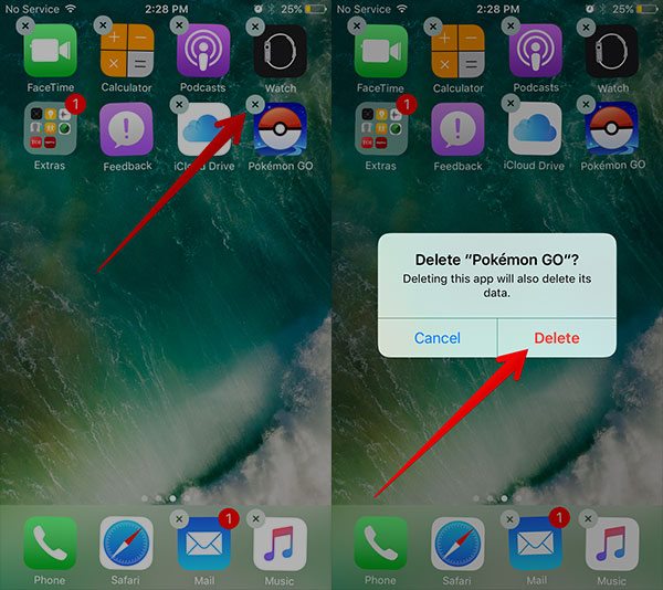 pokemon go delete