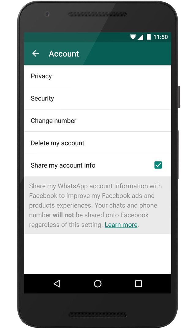 WhatsApp Account settings