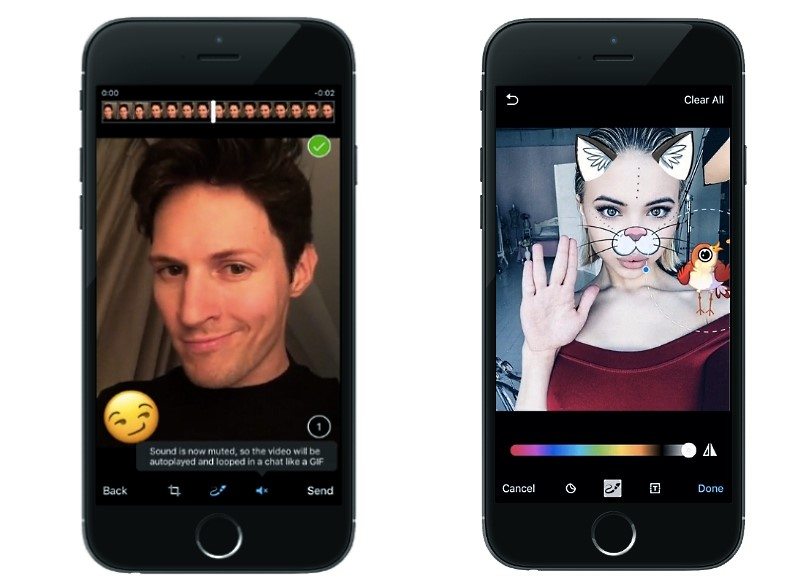 Telegram App Update Adds GIF Creation, Selfie Masks, Enhanced Photo Editing Tools