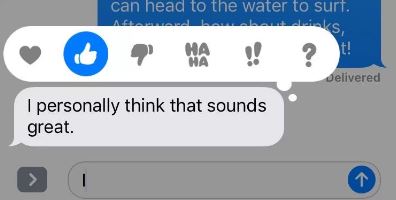 tapback feature lets you quickly react to a message (image source: 9to5 Mac)