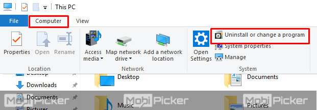 uninstall a program on windows 10