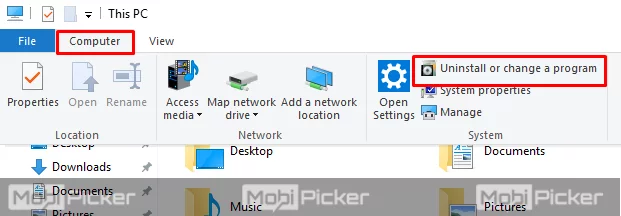 uninstall a program on windows 10