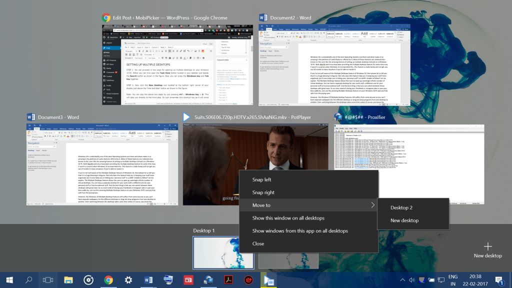 how to move programs in windows 10 multiple desktops