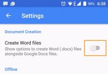 google docs on android feature