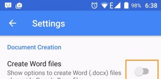 google docs on android feature