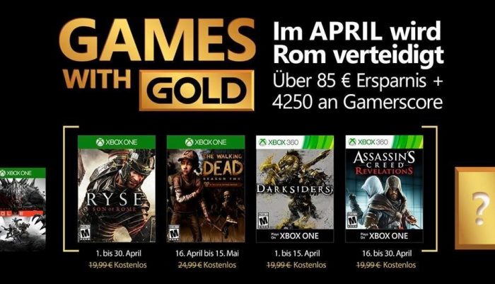 Xbox Games with Gold April lineup leaked