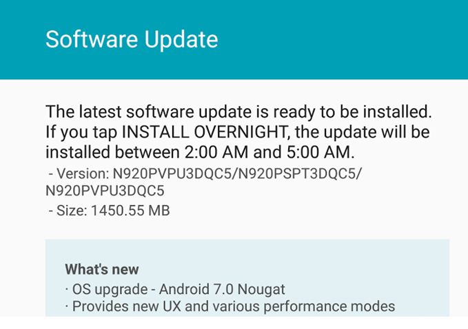 samsung galaxy note 5 and galaxy s6 edge plus android nougat update on sprint