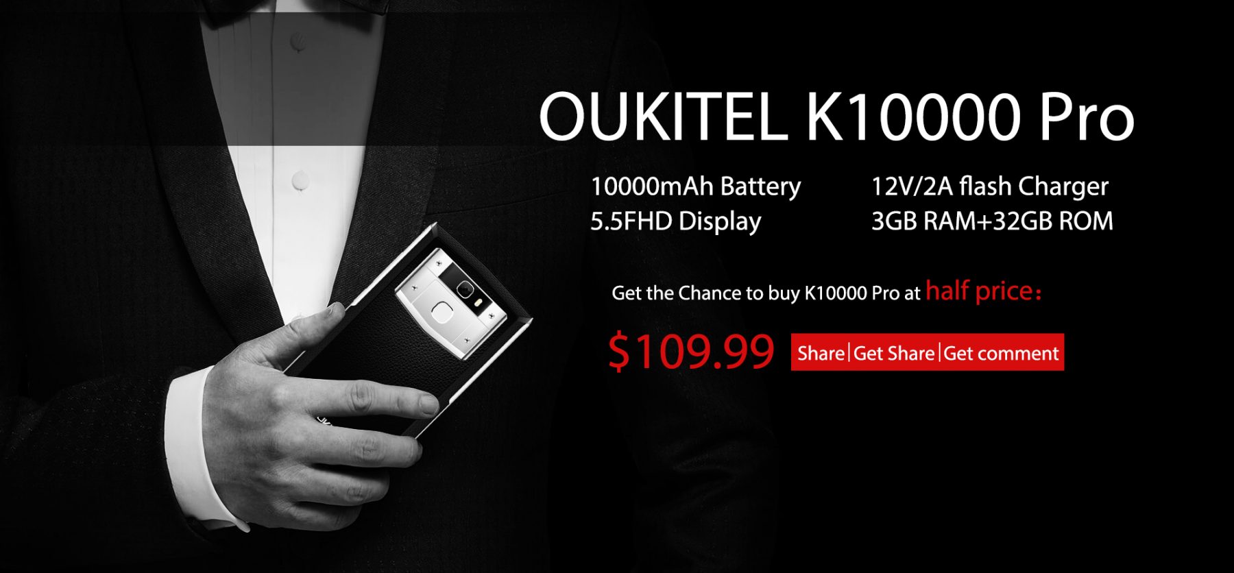 Buy OUKITEL K10000 Pro at half price activity