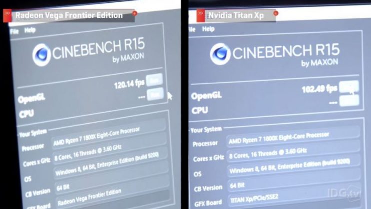 RX Vega Cinebench R15 benchmarks by MAXON