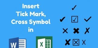 how to insert tick symbol in word or excel