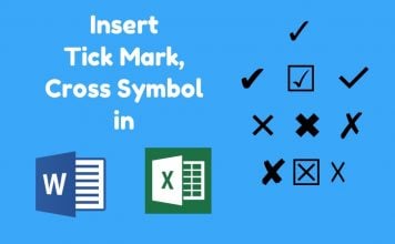 how to insert tick symbol in word or excel