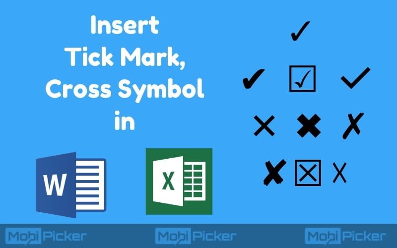 how to insert tick symbol in word or excel
