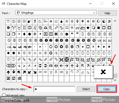 Microsoft Word Wingdings Chart