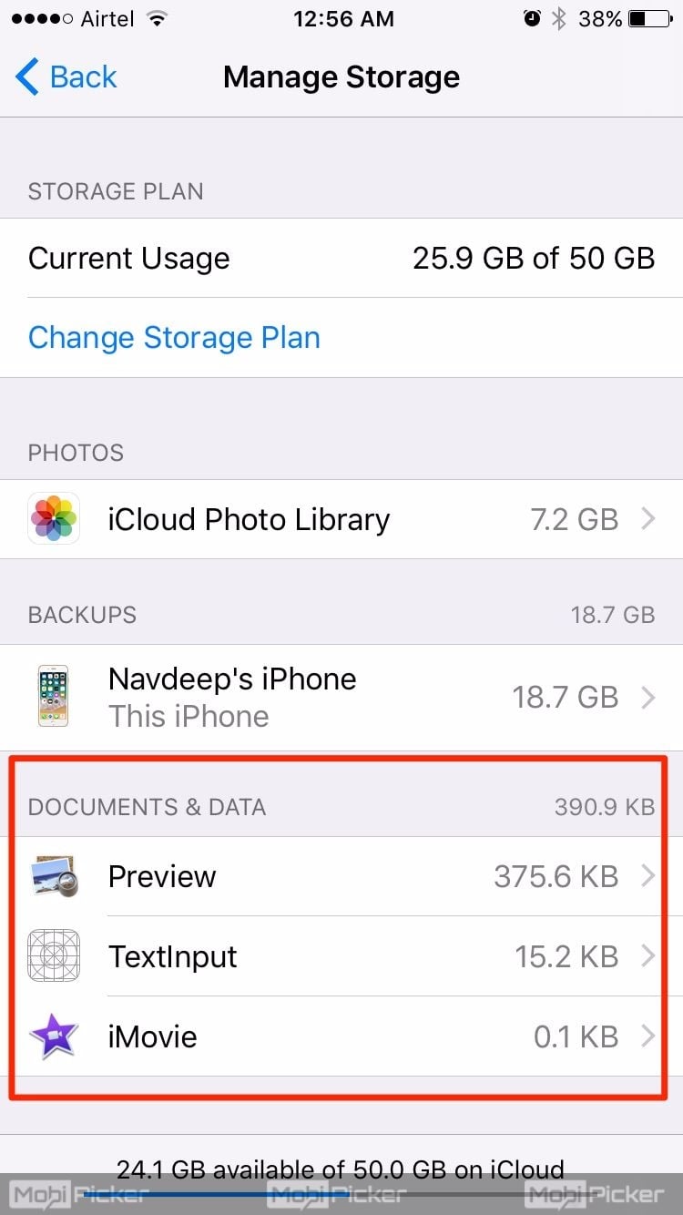 delete icloud documents and data iphone