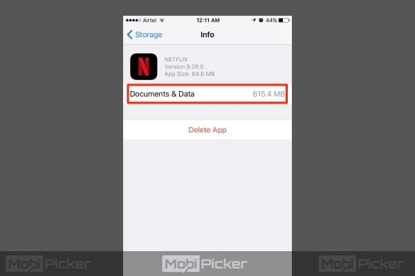 delete documents and data on iphone