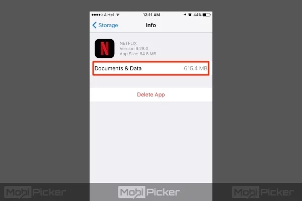 delete documents and data on iphone