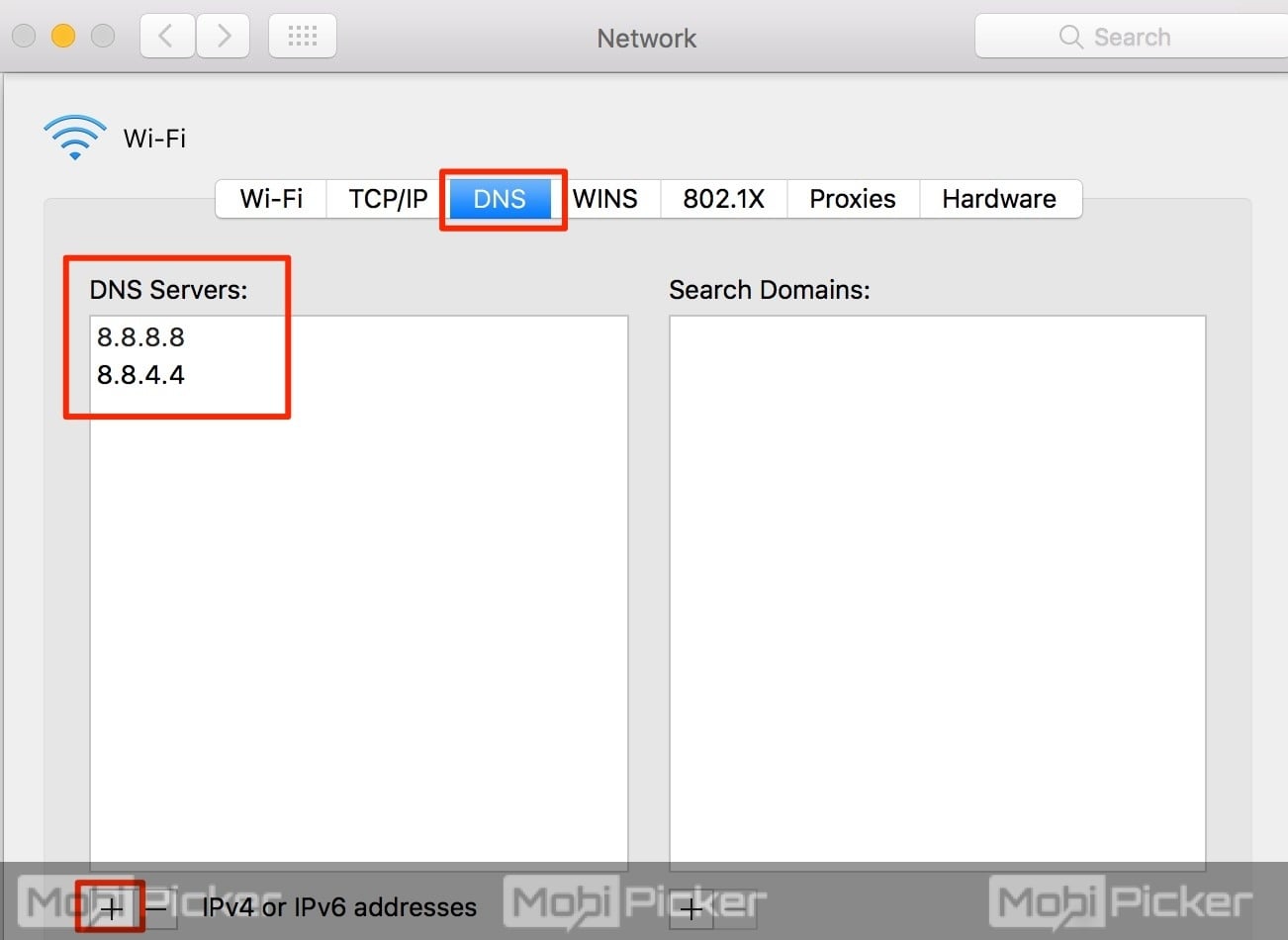 how to change dns address on mac