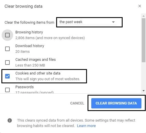 delete cookies and fix Youtube error 400 bad request on chrome