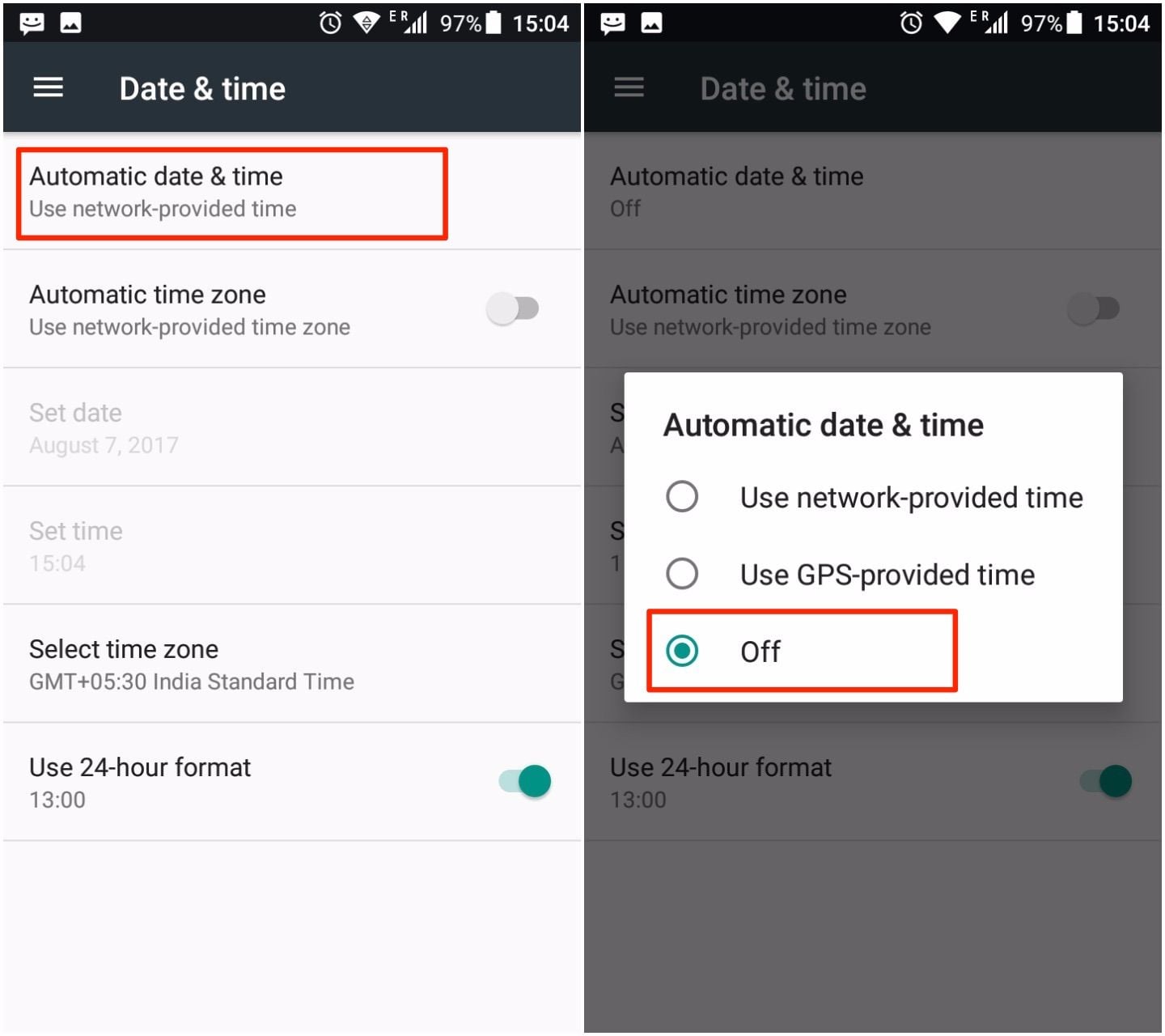 how to fix com.android.phone has stopped by disabling automatic date and time on android smartphone