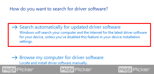 search automatically for updated driver software windows 10