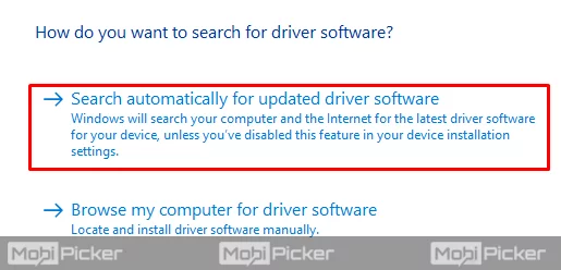search automatically for updated driver software windows 10