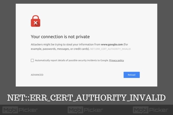 NET::ERR_CERT_AUTHORITY_INVALID