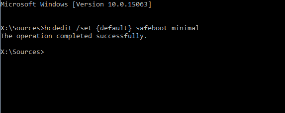 windows 10 safe boot command 