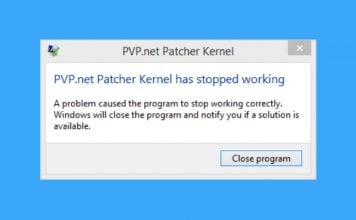 pvp.net patcher kernel has stopped working on league of legends
