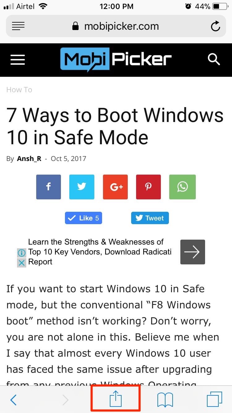 How to Save a Webpage as PDF in iOS 11