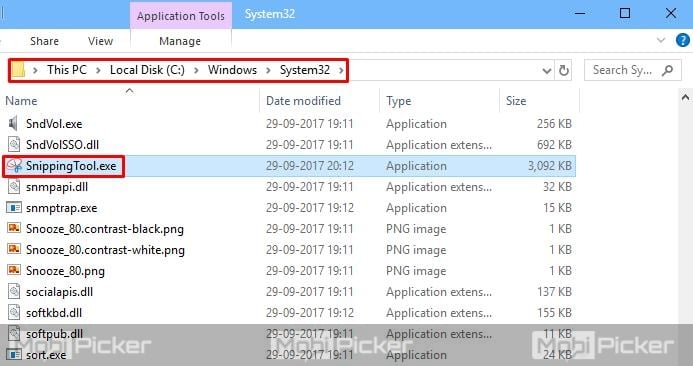 how to find snipping tool in windows 10