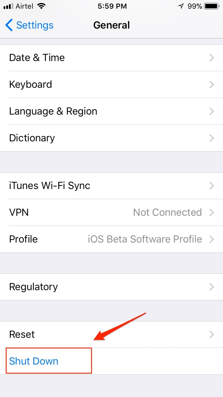 how to turn off iphone x