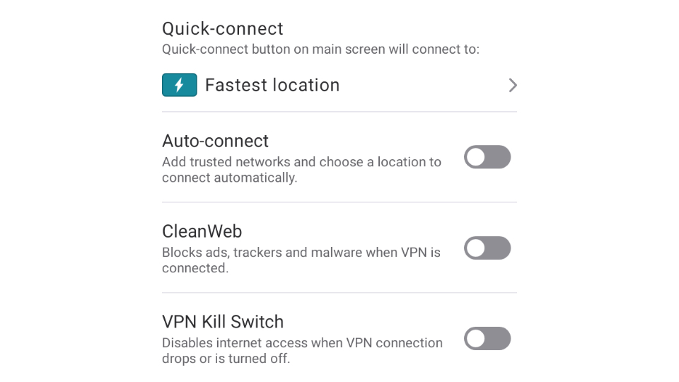 quick connect on android vpn