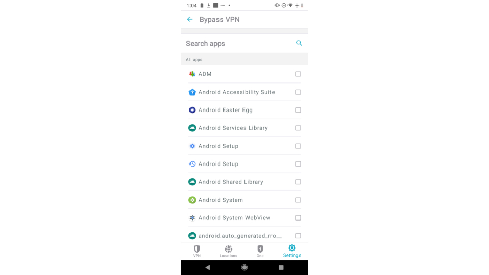 select the apps to route via vpn